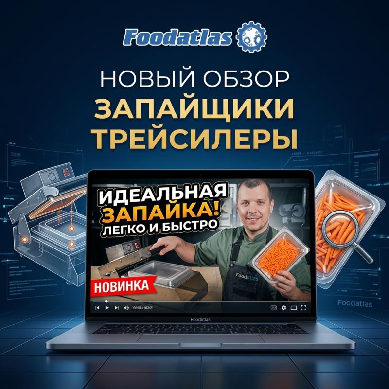 Герметичная упаковка за секунды: видеообзор на запайщики лотков Foodatlas