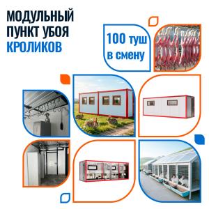 Модульный пункт убоя кроликов в контейнерном исполнении с холодильной камерой охлаждения до 100 туш