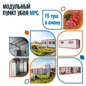 Модульный пункт убоя МРС в контейнерном исполнении с холодильной камерой охлаждения до 15 туш