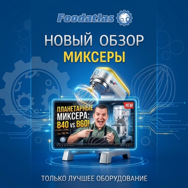 Универсальные помощники для кондитерских и производств: видеообзор планетарных миксеров Foodatlas