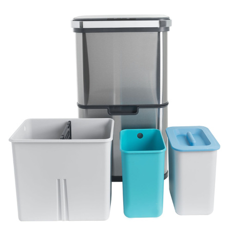 Ведро для раздельного сбора мусора сенсорное, 4 емкости, Foodatlas JAH-8888, 40л (9+9+11+11)