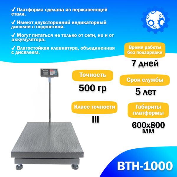 Напольные торговые весы 1000кг/500гр Foodatlas ВТН-1000 (1975) распродажа