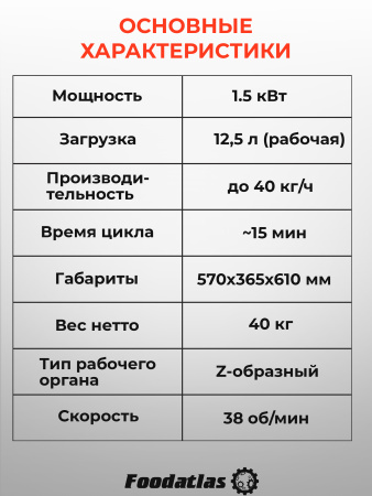 Машина тестомесильная Foodatlas HO-15D