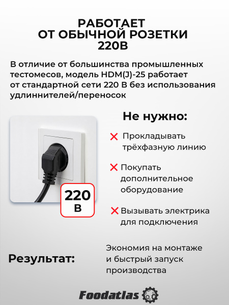 Машина тестомесильная HDM(J)-25 Foodatlas (220V)
